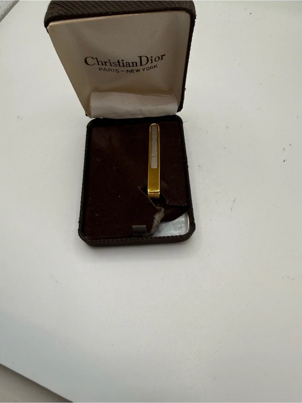 Dior Gold Tie Bar with Silver Inlay